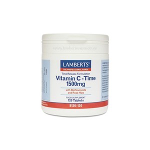Vitamina C Time 1500 mg con Bioflavonoides (Liberación Sostenida) 120 Comprimidos Lamberts