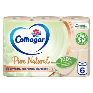 Papel higienico COLHOGAR pure natura  6 rollos 3 capas