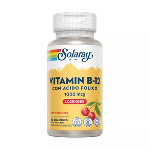 Solaray Vitamina B12 + Ácido Folico 1000 Mcg 90 Comprimidos
