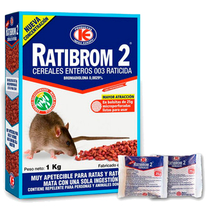 Ratibrom 2 - 1 kg - Raticida Cereales enteros 
