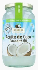 ACEITE DE COCO BIO DR GOERG 1000 ml. Útil tanto para cocinar, freír, hornear y además para hidratar la piel y el cuero cabelludo.